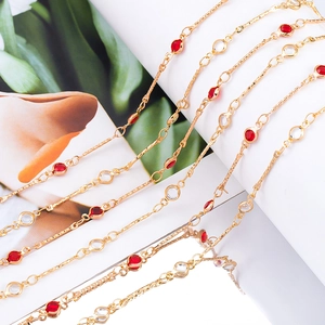 4mm colorful glass bead and copper chain for DIY necklace jewelry making accessory