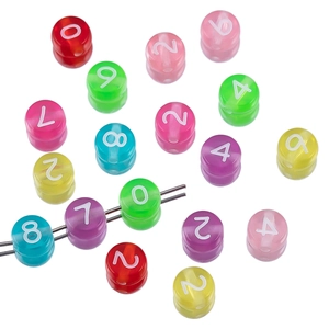 Cuentas acrílicas coloridas con números para crear joyas y manualidades personalizadas