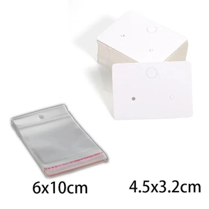 DIY jewelry display set with 4.5x3.2cm white cards and 6x10cm clear resealable bags