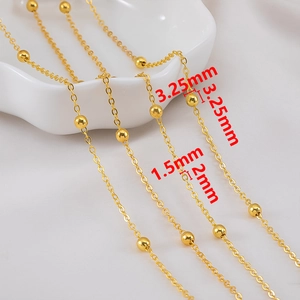 Detailansicht goldener Perlenketten-Komponenten für DIY-Schmuck mit 1,5 mm bis 3,25 mm Perlen