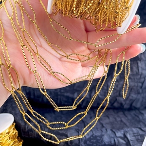 Golden stainless steel diamond-cut chain for DIY jewelry making on a spool