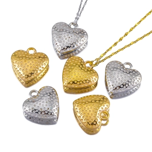 Polished gold and silver heart pendants with dotted texture for DIY jewelry making