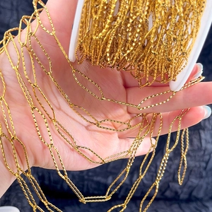 Textured gold stainless steel diamond link chain for DIY jewelry making and necklaces