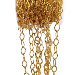 Golden stainless steel diamond-cut oval chain link necklace making jewelry accessories