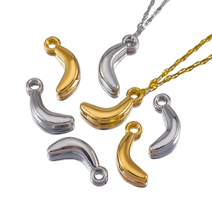 Polished banana pendant necklaces in gold and silver finish with fine wave chains