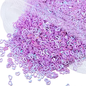 Paillettes per unghie a cuore vuoto viola cangianti con finitura olografica DIY