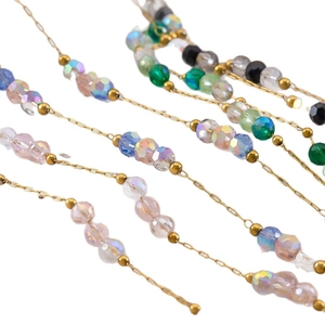 Faceted crystal beads on gold stainless steel chains for DIY jewelry making and crafts