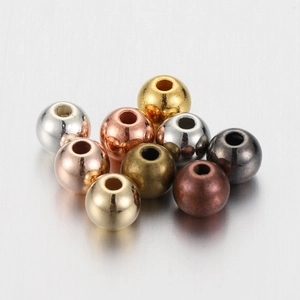 Gepolijste metalen CCB ronde kralen in goud, zilver en koper voor DIY sieraden maken