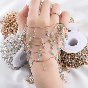 DIY Handgefertigte Kupfer Schmuckherstellung Kette Mit Perlen Kristall Strass Zubehör Für Halskette Armband Galvanisierte Kette