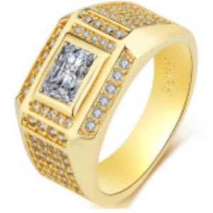 S925 sterling silver gold plated geometric ring with micro-pave zircon crystals