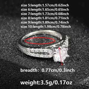 Detailed jewelry size chart showing inner diameters and weight for stacking rings