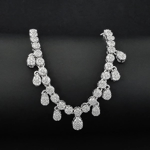 Elegant silver teardrop zircon necklace with shimmering crystals for luxury bridal banquets