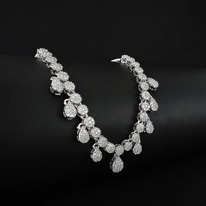 Elegant silver necklace with sparkling teardrop zircon pendants for bridal banquet wear