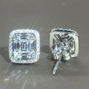 Orecchini a Bottone Halo Quadrati Moda Rame Intarsiato Strass Bianco Gioielli Eleganti per Donna Banchetto Quotidiano Regalo