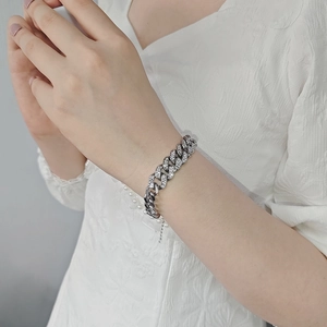 Zilveren Cubaanse schakelarmband met fonkelende zirkonia voor heren en dames