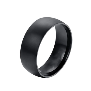 Klassischer matt-schwarzer Wolframstahlring für Herren mit minimalistischem breitem Band