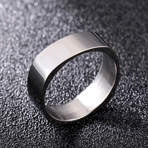 Minimalistischer Silberfarbener Kupferring Geometrisches Quadratisches Außen- Und Rundes Innen-Design Damen Herren Schmuck