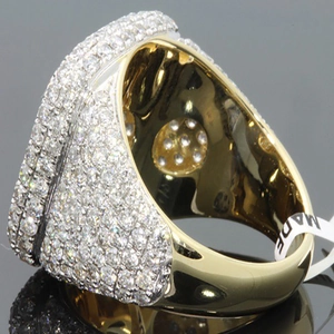 Bague large plaquée or luxueuse avec pavage complet de cristaux blancs ronds micro-pave
