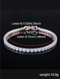 Klassisches Tennisarmband aus Silber mit Zirkonia, Längen 17 cm und 19 cm, 10 g Gewicht
