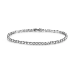 Klassisches Tennisarmband aus Silber mit funkelnden runden Zirkonia in quadratischer Fassung