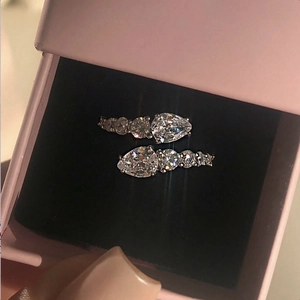 Fashion Snake Zodiac Adjustable Open Ring For Women Copper Zirconia Pear Cut Bypass Wrap Ring Elegant Jewelry Party Gift