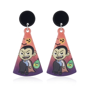 Halloween-Acryl-Ohrringe mit Cartoon-Dracula-, Fledermaus- und Geist-Festdrucken