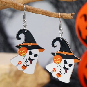 Geist und Kürbis Ohrringe mit Hexenhut am Ast für Halloween festlichen Stil