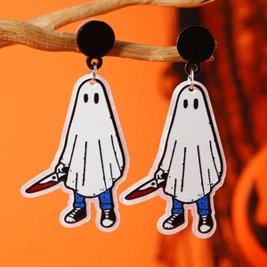 Pendientes de acrílico de Halloween con fantasma, cuchillo y zapatillas de moda