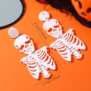 Especificaciones de tamaño detalladas para pendientes de esqueleto blanco de Halloween
