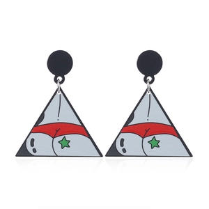 Funny cartoon triangle acrylic drop earrings featuring swimsuit lady pattern design