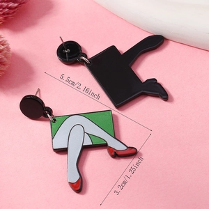 Funny acrylic earrings with long legs and red high heels, size detail 5.5cm x 3.2cm