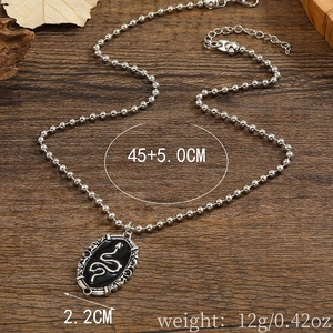 Gothic silver snake pendant necklace detail showing 2.2cm width and 45+5cm chain length
