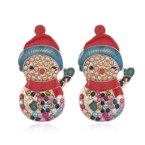 Auffällige Weihnachts-Schneemann-Ohrstecker mit bunten Kristallen und Perlendetails