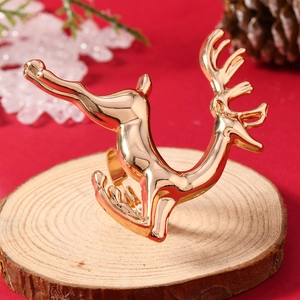 Christmas Reindeer Napkin Ring Alloy Reindeer Napkin Buckle For Table Decoration Gold Elk Ring Festive Holiday Party Home Decor