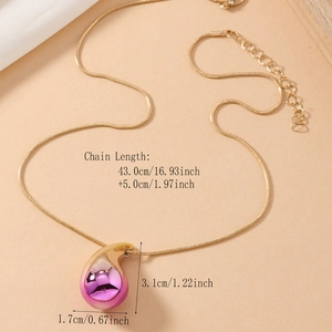 Detailed size specifications for gold punk teardrop pendant necklace and snake chain