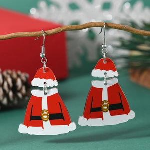 Boucles d'oreilles festives costume de Noël en acrylique sur une branche naturelle