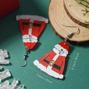 Détails des boucles d'oreilles Père Noël en acrylique avec mesures de 6,5 cm par 3,6 cm