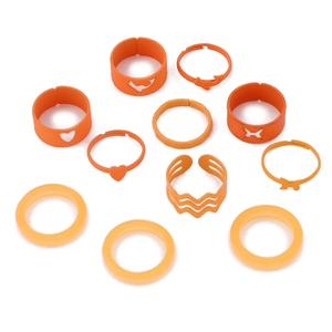 11-teiliges minimalistisches orangefarbenes Ring-Set mit Schmetterlings- und Herzmotiven