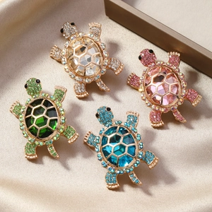Broche Animal Tortue Mignonne et Créative pour Femmes en Alliage Strass Huile Goutte Épingle Accessoires de Mode Bijoux Cadeau