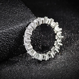 Elegant Heart Shaped Cubic Zirconia Eternity Ring For Women Silver Plated 925 Sterling Silver Romantic Jewelry Finger Ring
