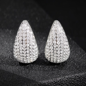Fashion Water Drop Zirconia Copper Earrings Elegant Micro Pave Teardrop Stud Earrings For Women Trendy Costume Jewelry Gift