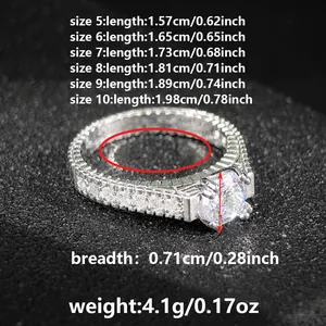 Detaillierte Größentabelle für luxuriösen Zirkonia-Ehering mit Guide für die Größen 5-10