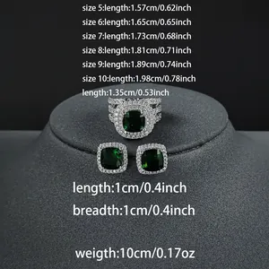Guide détaillé des tailles pour l'ensemble bague et boucles d'oreilles en zircon vert
