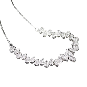 Luxuriöse Brautkette mit Zirkonia-Schleife und birnenförmigen Anhängern für Hochzeiten