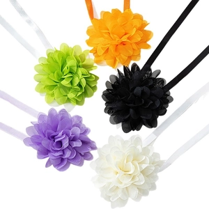 Vintage rose flower chokers in five vibrant colors with elegant pleated fabric layers