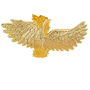 Golden phoenix metal napkin ring with detailed feather texture and elegant vintage style