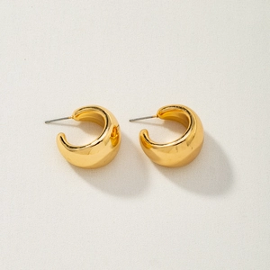 Boucles d'Oreilles Créoles Épaisses en Forme de C Minimalistes en Alliage Électroplaqué Or Argent pour Femmes Bijoux de Mode