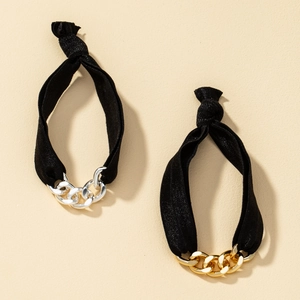 Bracelets noirs réglables minimalistes avec maillons de chaîne en métal doré et argenté