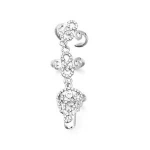 Elegante zilveren infinity kettingring met fonkelende witte strass en krullen