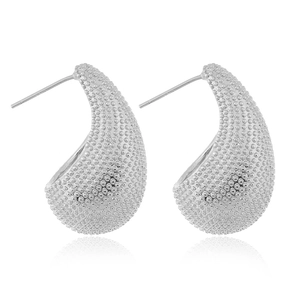 Pendientes geométricos minimalistas de gota con textura de cuentas plata s925